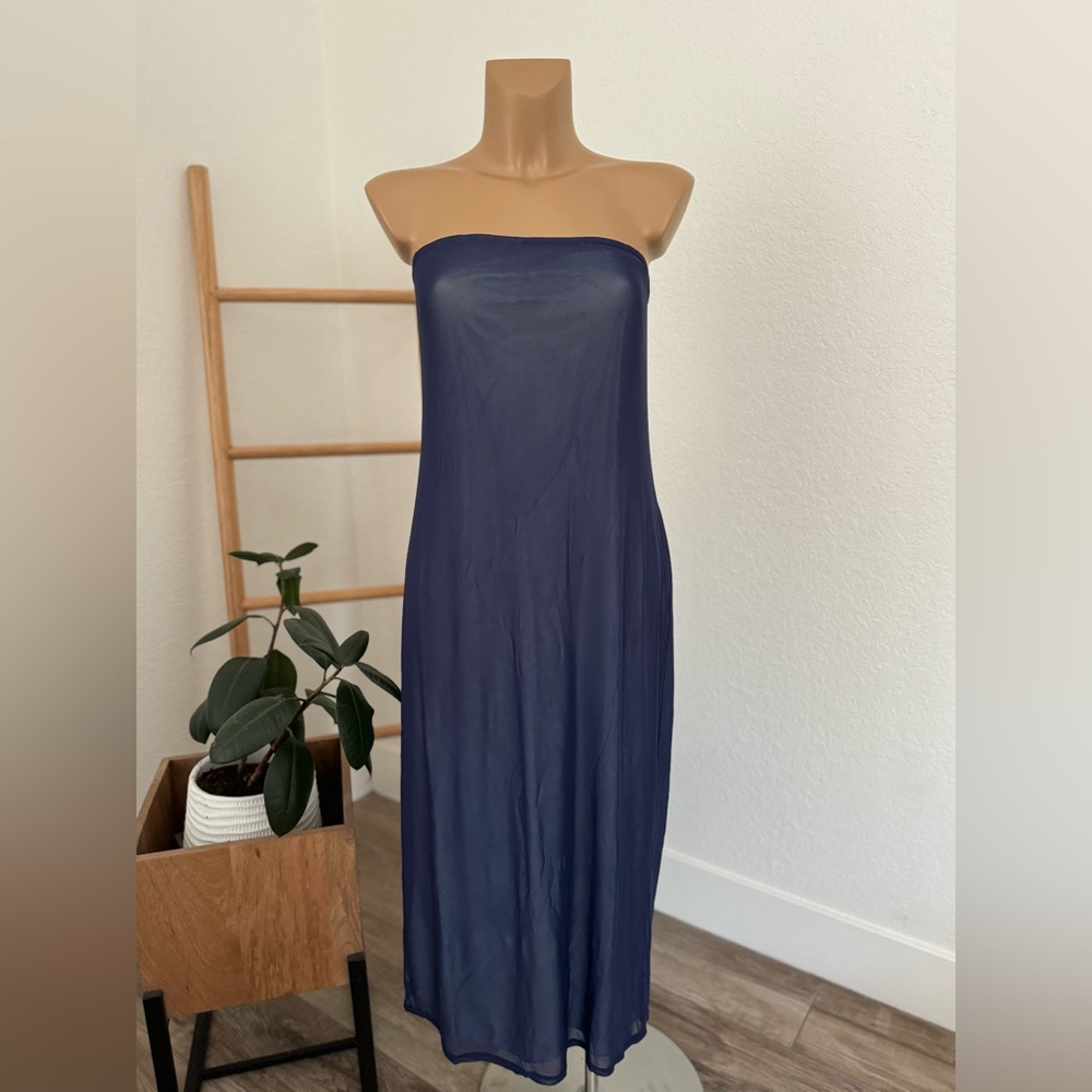 NWT Women's Tube Mesh Midi Bodycon Dress - Wild Fable Navy Blue 1X - Picture 6 of 6